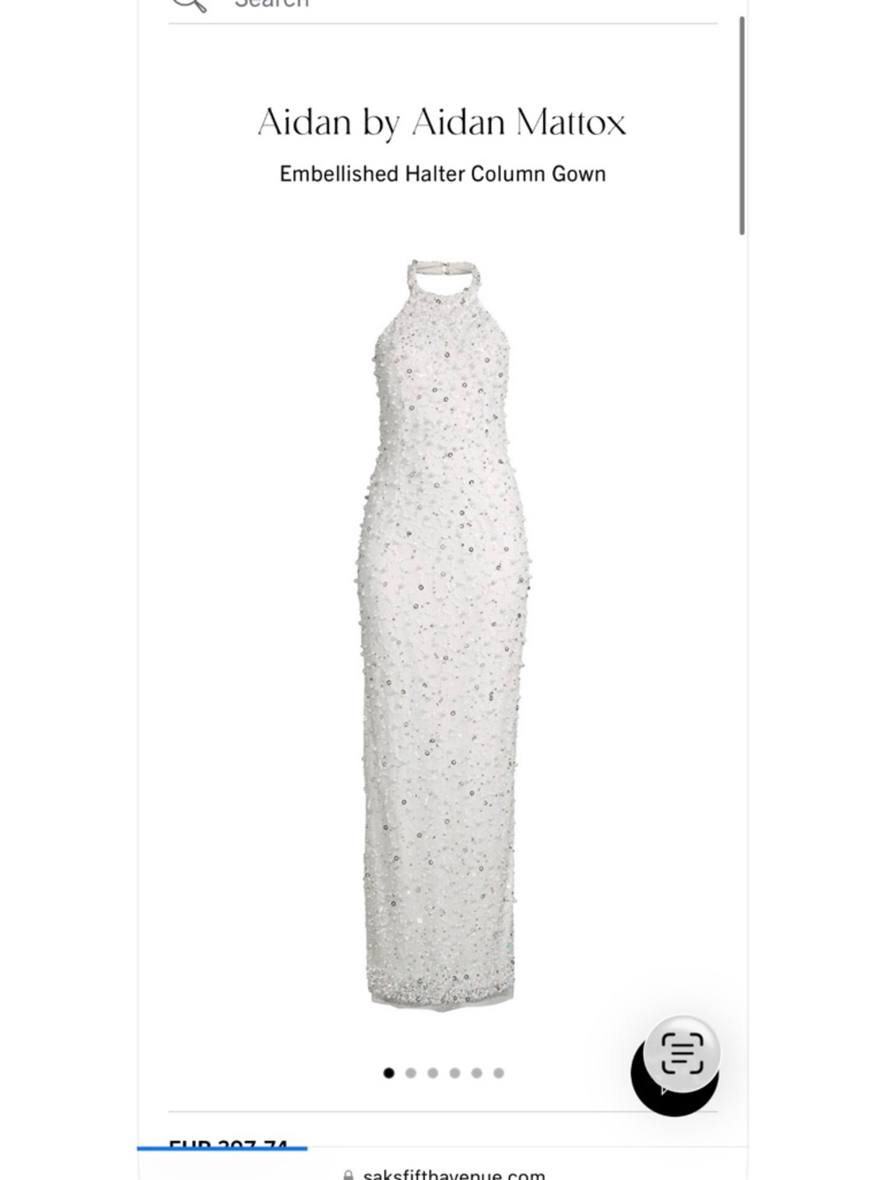 Aidan by Aidan Mattox White Embellished Halter Column Gown